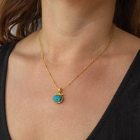Gold Vermeil Turquoise Pendant with T Bar Necklace