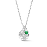 Hammered Disc & Green Garnet Array Pendant Necklace