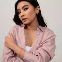 Hammered Disc & Ruby Array Necklace Gold Vermeil