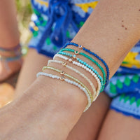 Turquoise Birthstone Beaded Bracelet 9ct Gold