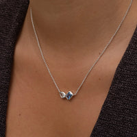 Blue & White Topaz Duo Tutti Frutti Silver Necklace