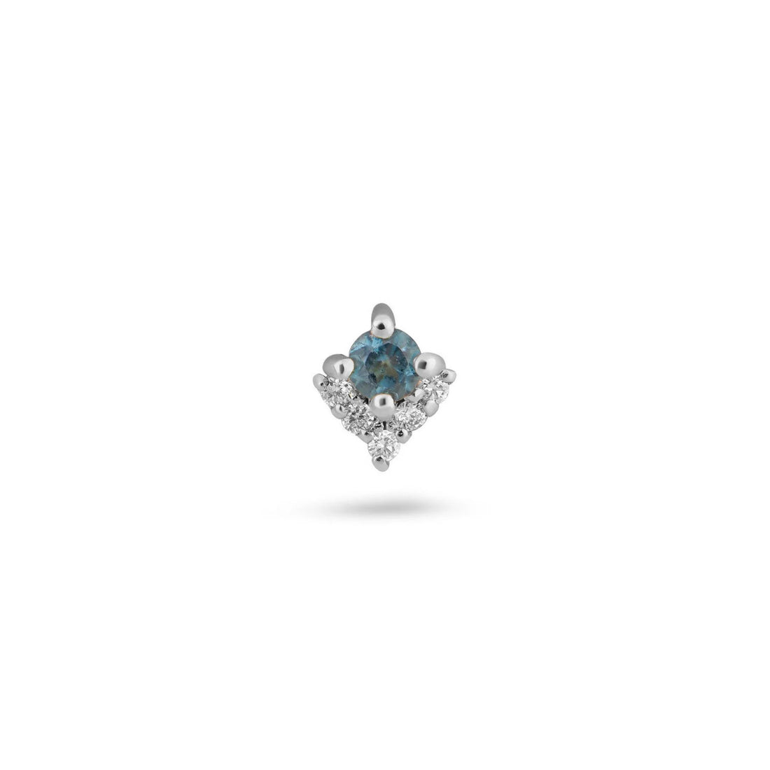 14ct White Gold London Blue Topaz and Diamond Flat Back Stud Earring