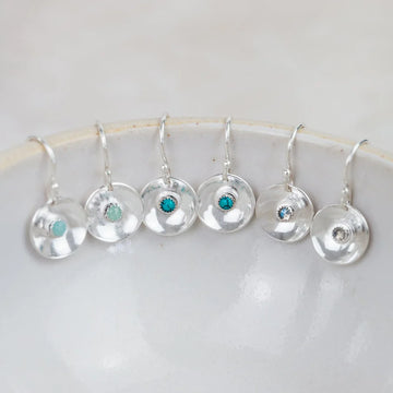 Boho Dome Garnet Drop Earrings