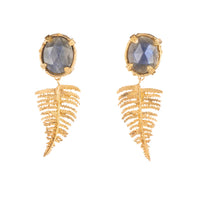 Gold Vermeil Botanical Nest with Fern and Labradorite Earrings