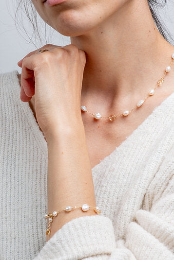 9ct Faceted Citrine and Pearl Necklace
