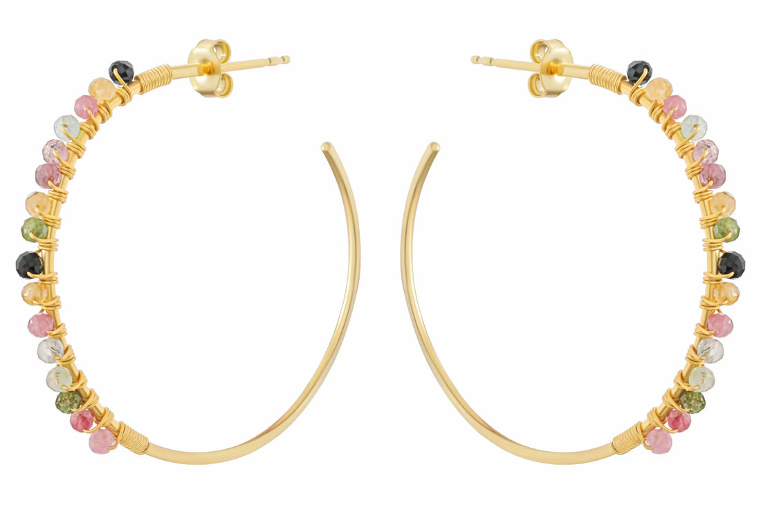 Delos Tourmaline Beaded Hoop Earrings