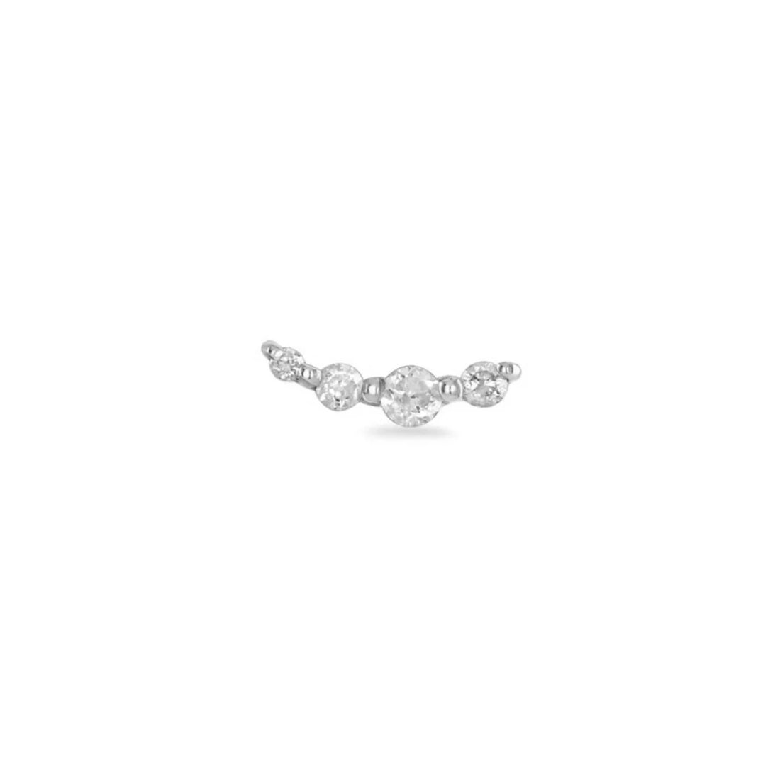 14ct White Gold Graduated Diamond Curve Flat Back Stud Earring