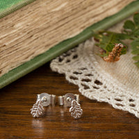 Tiny Oak Leaf Stud Earrings