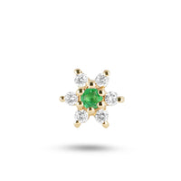 Emerald Flower Stud