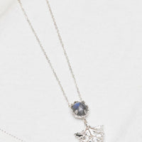 Silver Botanical Nest Necklace With Arts And Crafts Leaf Drop Labradorite