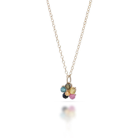 9ct Dainty Tourmaline Flower Pendant Necklace