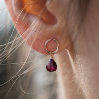 Dainty Rhodolite Garnet Drop Earrings