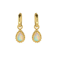 Gold Vermeil Opal Huggie Hoop Earrings