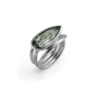 Silver Komorebi Green Quartz Ring