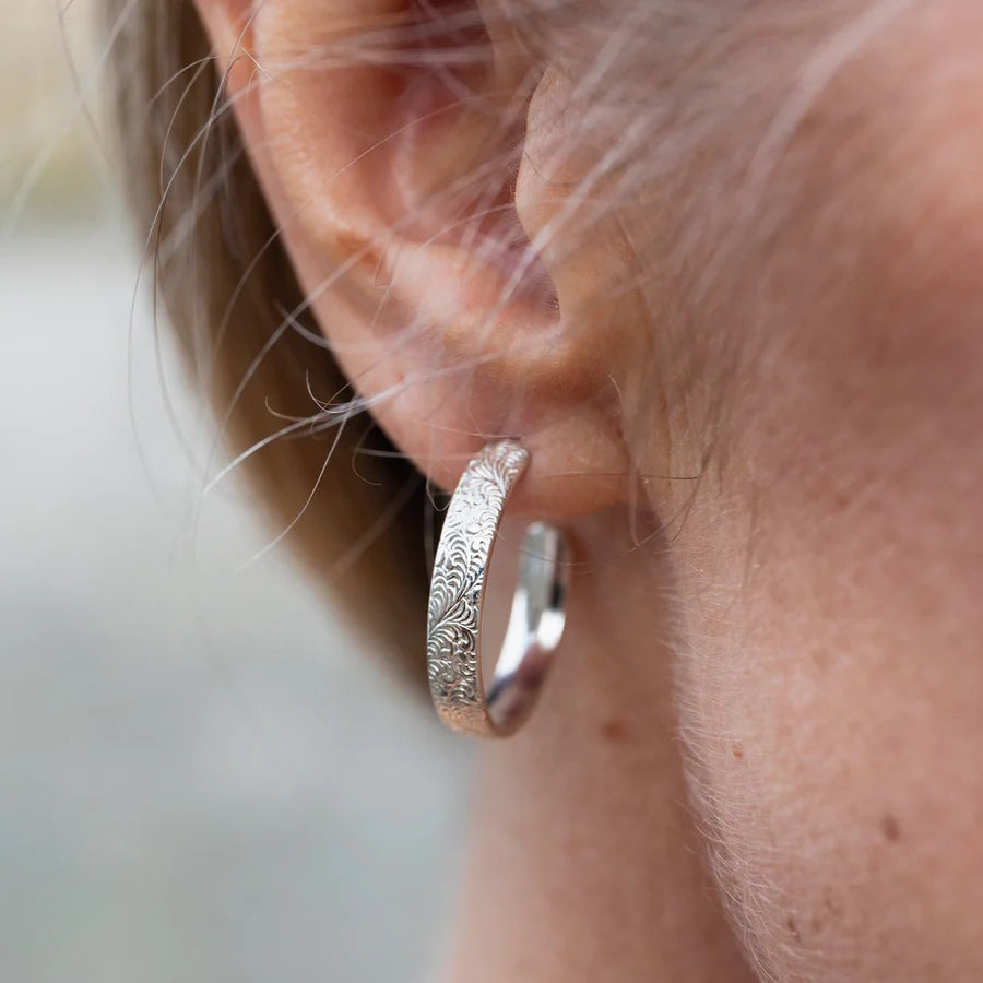 Silver Everyday Lace Hoop Earrings