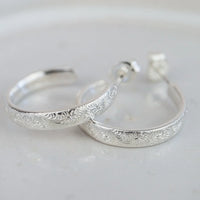 Silver Everyday Lace Hoop Earrings