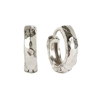 Lakshmi Hammered Huggie Hoop Earrings Silver