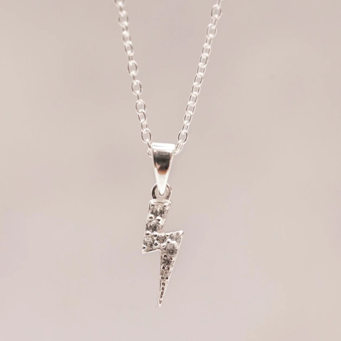 Sparkly Silver Lightning Bolt Necklace