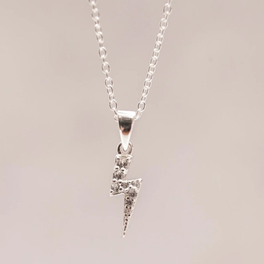 Sparkly Silver Lightning Bolt Necklace
