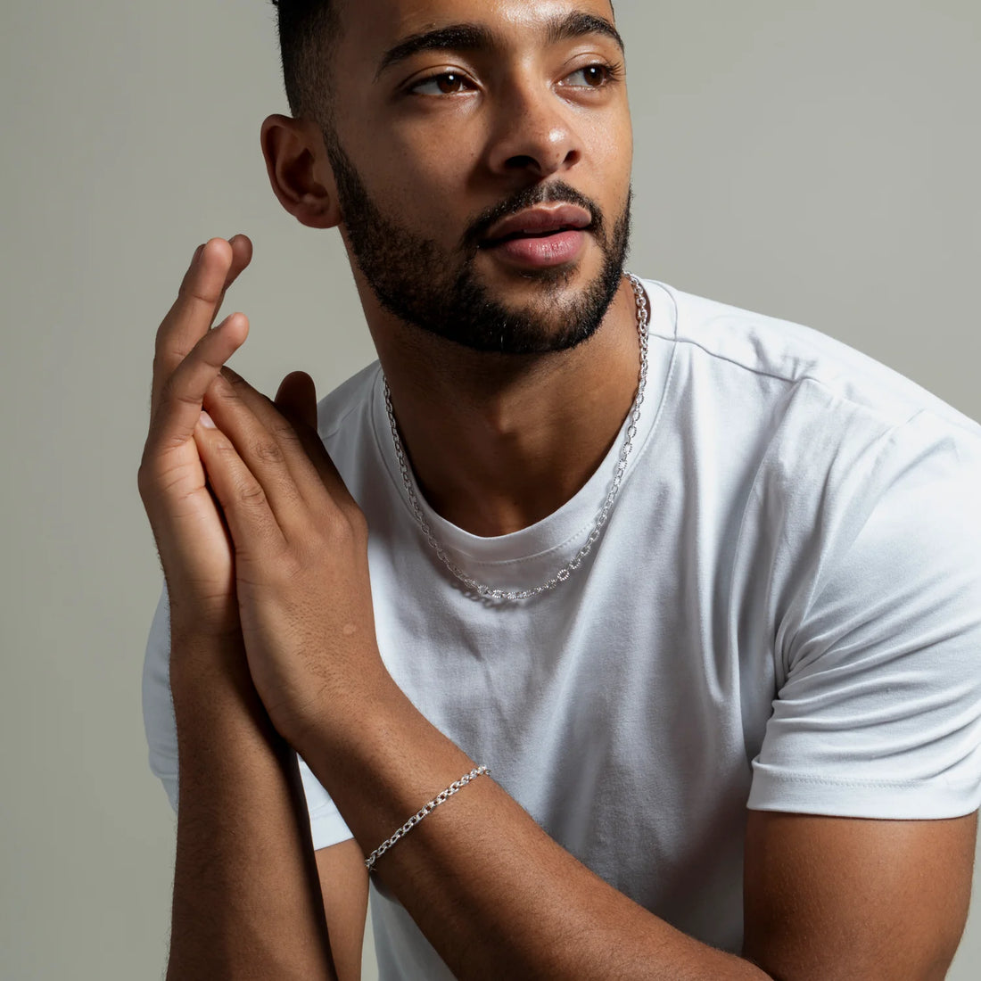 Silver20"  Men's Chunky Millie Grain Necklace Chain