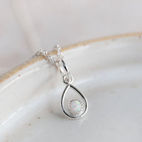 Silver Gemstone Teardrop Pendant
