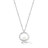 Open Circle White Pearl Waterfall Necklace