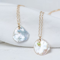 Peridot and Petal Keshi Pearl Necklace