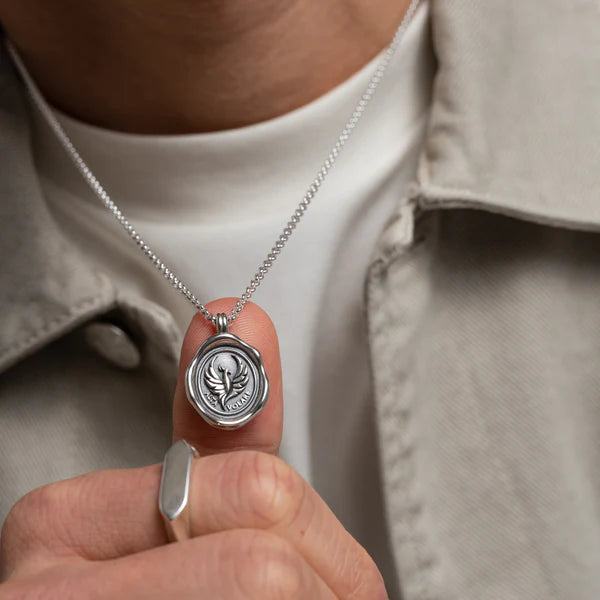 Silver Men's Pheonix Talisman Necklace