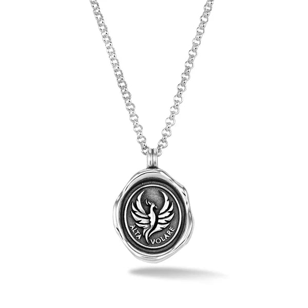 Silver Men's Pheonix Talisman Necklace
