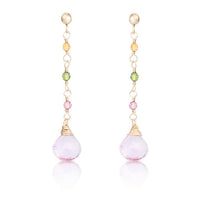 9ct Tourmaline and Pink Amethyst Drop Earrings