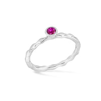 Silver Pink Sapphire Wave Ring
