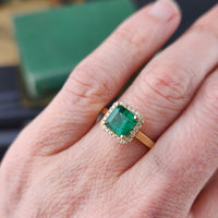 18ct Yellow Gold Emerald and Diamond Ring