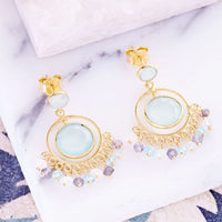 Sara Aquamarine Circle Earrings