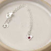 Sterling Silver Small Birthstone Heart Bracelet Sapphire