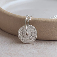Silver Talisman Spinner Pendant Necklace