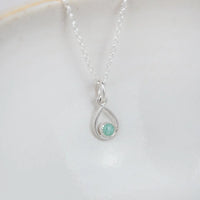 Silver Gemstone Teardrop Pendant