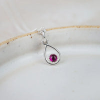 Silver Gemstone Teardrop Pendant