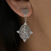 Silver Goddess Themis Drop Earrings