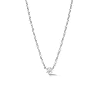 Silver White Sapphire Round Drop Pendant Necklace
