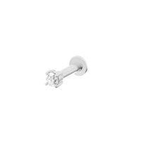 14ct White Gold Mini Diamond Solitaire Flat Back Stud Earring