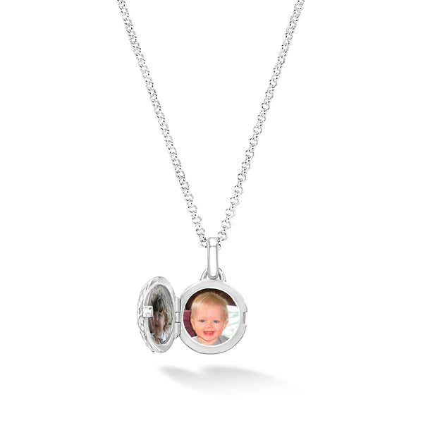 Silver White Sapphire Round Lumiere Locket