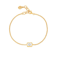 White Topaz Octagon Chain Bracelet in Gold Vermeil
