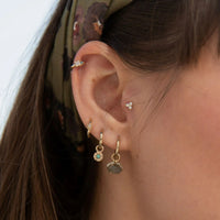 14ct Yellow Gold Diamond Trilogy Flat Back Stud Earring