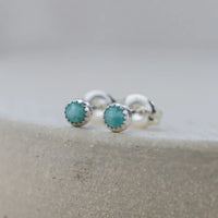 Silver Mini Gemstone Stud Earrings