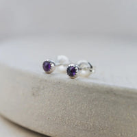 Silver Mini Gemstone Stud Earrings