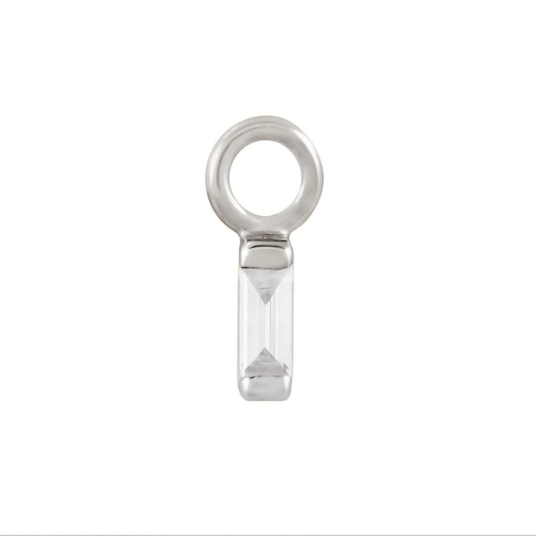 White Gold Mini Claw Set Baguette Diamond Plaque