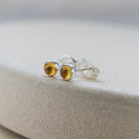 Silver Mini Gemstone Stud Earrings