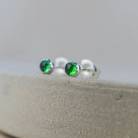 Silver Mini Gemstone Stud Earrings