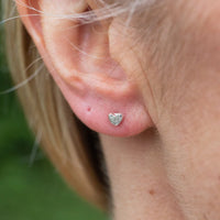 Silver Mini Heart Stud Earrings