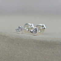 Silver Mini Heart Stud Earrings